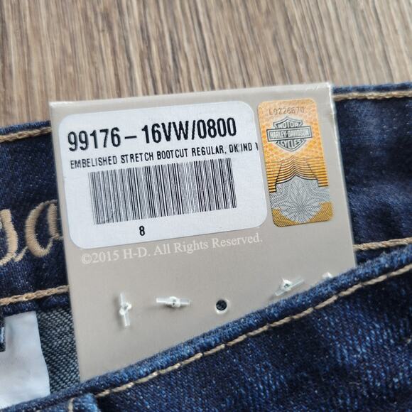 Harley Davidson Embellished Stretch Bootcut Jeans Size 8R - Picture 7 of 11